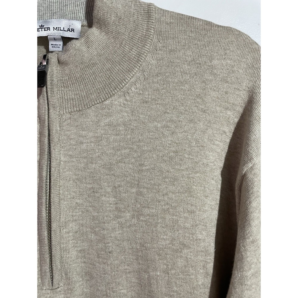Peter Millar Sweater‎ Mens L Beige Pima Cotton Silk Cashmere Preppy Academia - Picture 4 of 9